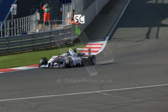 World © Octane Photographic Ltd. FIA European F3 Championship, Silverstone Race 3, UK, Sunday 12th April 2015. ThreeBond with T-Sport – Julio Moreno, Dallara F312 – NBE and SC Safety Car board. Digital Ref :
