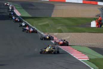 World © Octane Photographic Ltd. FIA European F3 Championship, Silverstone Race 3, UK, Sunday 12th April 2015. Jagonya Ayam with Carlin – Ryan Tveter, Dallara F312 – Volkswagen and kfzteile24 Mucke Motorsport – Mikkel Jensen, Dallara F312 – Mercedes-Benz. Digital Ref : 1224LB1D8427