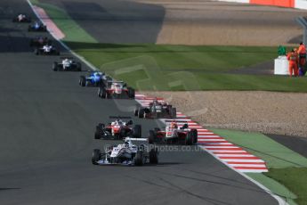 World © Octane Photographic Ltd. FIA European F3 Championship, Silverstone Race 3, UK, Sunday 12th April 2015. ThreeBond with T-Sport – Julio Moreno, Dallara F312 – NBE, Prema Powerteam – Felix Rosenqvist, Dallara F312 – Mercedes-Benz and Fortec Motorsports – Hongwei Cao, Dallara F312 – Mercedes-Benz. Digital Ref : 1224LB1D8451