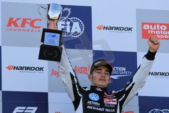 World © Octane Photographic Ltd. FIA European F3 Championship, Silverstone Race 3 overall podium, UK, Sunday 12th April 2015. Van Amersfoort Racing – Charles Leclerc, Dallara F312 – Volkswagen. Digital Ref : 1224LW1L0916