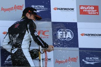 World © Octane Photographic Ltd. FIA European F3 Championship, Silverstone Race 3 overall podium, UK, Sunday 12th April 2015. Van Amersfoort Racing – Charles Leclerc, Dallara F312 – Volkswagen. Digital Ref : 1224LW1L0963