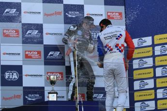 World © Octane Photographic Ltd. FIA European F3 Championship, Silverstone Race 3 overall podium, UK, Sunday 12th April 2015. Van Amersfoort Racing – Charles Leclerc, Dallara F312 – Volkswagen and Prema Powerteam – Jake Dennis, Dallara F312 – Mercedes-Benz. Digital Ref : 1224LW1L0971