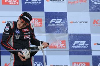 World © Octane Photographic Ltd. FIA European F3 Championship, Silverstone Race 3 rookie podium, UK, Sunday 12th April 2015. Carlin – George Russell, Dallara F312 – Volkswagen. Digital Ref : 1224LW1L1088