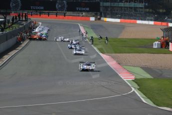 World © Octane Photographic Ltd. FIA World Endurance Championship (WEC), 6 Hours of Silverstone Race, UK, Sunday 12th April 2015. Historic Le Mans style line up at the start. Digital Ref : 1225LB1D8507