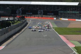 World © Octane Photographic Ltd. FIA World Endurance Championship (WEC), 6 Hours of Silverstone Race, UK, Sunday 12th April 2015. Porsche Team – Porsche 919 Hybrid - LMP1 - Timo Bernhard, Mark Webber and Brendon Hartley heads the rolling start. Digital Ref : 1225LB1D8602