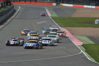 World © Octane Photographic Ltd. FIA World Endurance Championship (WEC), 6 Hours of Silverstone Race, UK, Sunday 12th April 2015. AF Corse – Ferrari F458 Italia GT2 - LMGTE Pro – Gianmaria Bruni and Toni Vilander then Audi Sport Team Joest- Audi R18 e-tron Quatrro - LMP1 - Andre Lotterer, Benoit Treluyer and Marcel Fassler. Digital Ref : 1225LB1D8634