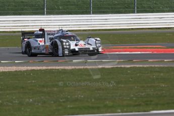 World © Octane Photographic Ltd. FIA World Endurance Championship (WEC), 6 Hours of Silverstone Race, UK, Sunday 12th April 2015. Porsche Team – Porsche 919 Hybrid - LM LMP1 – Romain Dumas, Neel Jani and Marc Lieb then Audi Sport Team Joest- Audi R18 e-tron Quatrro - LMP1 - Andre Lotterer, Benoit Treluyer and Marcel Fassler. Digital Ref : 1225LB1D8813