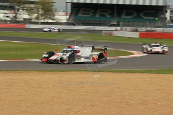 World © Octane Photographic Ltd. FIA World Endurance Championship (WEC), 6 Hours of Silverstone Race, UK, Sunday 12th April 2015. Audi Sport Team Joest- Audi R18 e-tron Quatrro - LMP1 - Andre Lotterer, Benoit Treluyer and Marcel Fassler then Oliver Jarvis, Lucas di Grassi and Loic Duval. Digital Ref : 1225LW1L1649