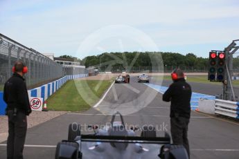World © Octane Photographic Ltd. FIA Formula E testing – Donington Park 11th August 2015, Venturi VM200-FE-01. Venturi – Jacques Villeneuve stopped on track. Digital Ref : 1367LB1D4683