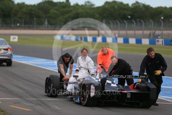 World © Octane Photographic Ltd. FIA Formula E testing – Donington Park 11th August 2015, Venturi VM200-FE-01. Venturi – Jacques Villeneuve stopped on track. Digital Ref : 1367LB1D4686