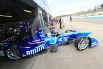 World © Octane Photographic Ltd. FIA Formula E testing – Donington Park 11th August 2015, Andretti ATEC-01. Amlin-Andretti – Simona di Silvestro. Digital Ref : 1367LB1D5043