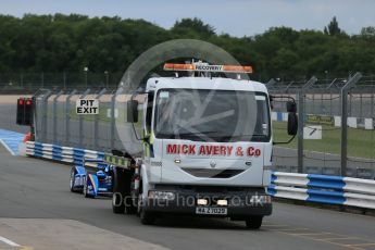 World © Octane Photographic Ltd. FIA Formula E testing – Donington Park 17th August 2015, Andretti ATEC-01. Amlin-Andretti – Simona di Silvestro being recovered back to pitlane. Digital Ref : 1368LB1D5362