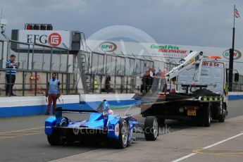 World © Octane Photographic Ltd. FIA Formula E testing – Donington Park 17th August 2015, Andretti ATEC-01. Amlin-Andretti – Simona di Silvestro being recovered back to pitlane. Digital Ref : 1368LB1D5367