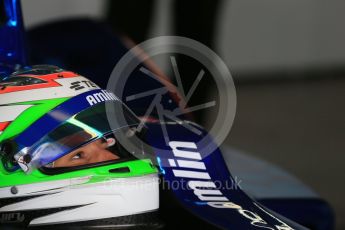 World © Octane Photographic Ltd. FIA Formula E testing – Donington Park 18th August 2015, Andretti ATEC-01. Amlin-Andretti – Simona di Silvestro. Digital Ref : 1369LB1D6151