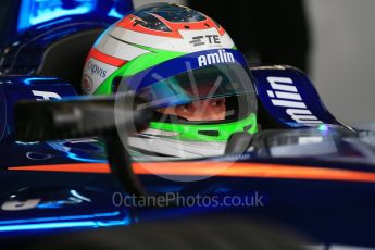 World © Octane Photographic Ltd. FIA Formula E testing – Donington Park 18th August 2015, Andretti ATEC-01. Amlin-Andretti – Simona di Silvestro. Digital Ref : 1369LB1D6157