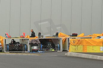 World © Octane Photographic Ltd. Saturday 2nd May 2015 Donington Park base. Cars packing for Monaco ePrix. Digital Ref : 1243CB1L5068