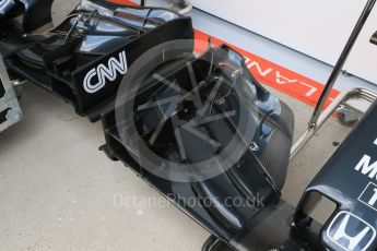 World © Octane Photographic Ltd. McLaren Honda MP4/30 Front Wing. Saturday 25th July 2015, F1 Hungarian GP Qualifying, Hungaroring, Hungary. Digital Ref: 1356CB7D8655