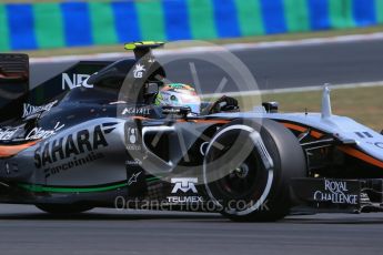 World © Octane Photographic Ltd. Sahara Force India VJM08B – Sergio Perez. Saturday 25th July 2015, F1 Hungarian GP Qualifying, Hungaroring, Hungary. Digital Ref: 1356LB1D0828