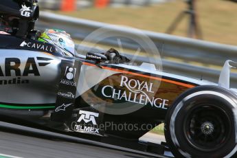 World © Octane Photographic Ltd. Sahara Force India VJM08B – Sergio Perez. Saturday 25th July 2015, F1 Hungarian GP Qualifying, Hungaroring, Hungary. Digital Ref: 1356LB1D0936