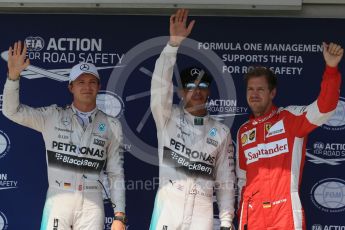 World © Octane Photographic Ltd. Mercedes AMG Petronas F1 W06 Hybrid – Lewis Hamilton, Nico Rosberg and Scuderia Ferrari SF15-T– Sebastian Vettel. Saturday 25th July 2015, F1 Hungarian GP Qualifying, Hungaroring, Hungary. Digital Ref: 1356LB1D1401