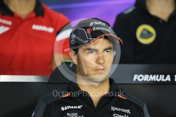 World © Octane Photographic Ltd. FIA Drivers’ Press Conference. Thursday 23rd July 2015, F1 Hungarian GP, Hungaroring, Hungary. Sahara Force India – Sergio Perez. Digital Ref: 1345LB1D7171