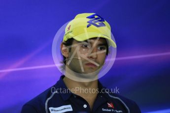 World © Octane Photographic Ltd. FIA Drivers’ Press Conference. Thursday 23rd July 2015, F1 Hungarian GP, Hungaroring, Hungary. Sauber F1 Team – Felipe Nasr. Digital Ref: 1345LB1D7521