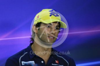 World © Octane Photographic Ltd. FIA Drivers’ Press Conference. Thursday 23rd July 2015, F1 Hungarian GP, Hungaroring, Hungary. Sauber F1 Team – Felipe Nasr. Digital Ref: 1345LB1D7547