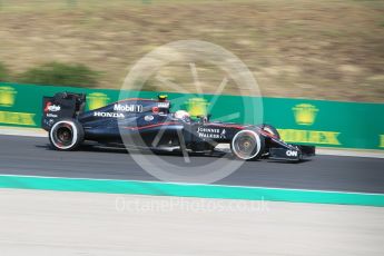 World © Octane Photographic Ltd. McLaren Honda MP4/30 - Jenson Button. Friday 24th July 2015, F1 Hungarian GP Practice 1, Hungaroring, Hungary. Digital Ref: 1346CB1L4816