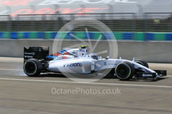 World © Octane Photographic Ltd. Williams Martini Racing FW37 – Valtteri Bottas late on the brakes. Friday 24th July 2015, F1 Hungarian GP Practice 1, Hungaroring, Hungary. Digital Ref: 1346CB1L4926