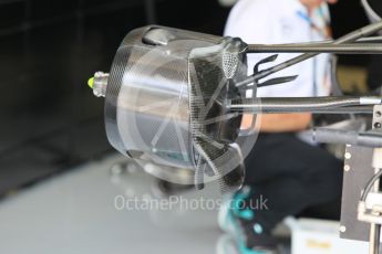 World © Octane Photographic Ltd. Mercedes AMG Petronas F1 W06 Hybrid – front brakes. Friday 24th July 2015, F1 Hungarian GP Practice 1, Hungaroring, Hungary. Digital Ref: 1346CB1L4931
