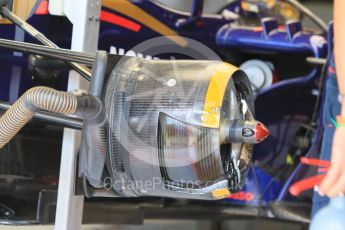 World © Octane Photographic Ltd. Scuderia Toro Rosso STR10 – front brakes. Friday 24th July 2015, F1 Hungarian GP Practice 1, Hungaroring, Hungary. Digital Ref: 1346CB1L4990