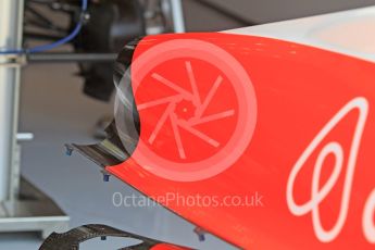 World © Octane Photographic Ltd. Manor Marussia F1 Team MR03B – engine cover. Friday 24th July 2015, F1 Hungarian GP Practice 1, Hungaroring, Hungary. Digital Ref: 1346CB1L5025