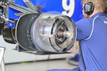 World © Octane Photographic Ltd. Sauber F1 Team C34-Ferrari – front brakes. Friday 24th July 2015, F1 Hungarian GP Practice 1, Hungaroring, Hungary. Digital Ref: 1346CB1L5043