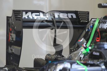 World © Octane Photographic Ltd. McLaren Honda MP4/30 – rear wing. Friday 24th July 2015, F1 Hungarian GP Practice 1, Hungaroring, Hungary. Digital Ref: 1346CB1L5064