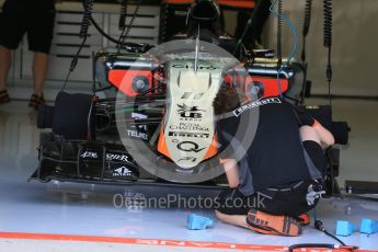 World © Octane Photographic Ltd. Sahara Force India VJM08B – Sergio Perez. Friday 24th July 2015, F1 Hungarian GP Practice 1, Hungaroring, Hungary. Digital Ref: 1346LB1D7636