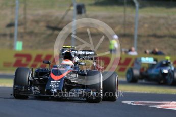 World © Octane Photographic Ltd. McLaren Honda MP4/30 - Jenson Button. Friday 24th July 2015, F1 Hungarian GP Practice 1, Hungaroring, Hungary. Digital Ref: 1346LB1D7806