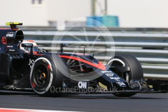 World © Octane Photographic Ltd. McLaren Honda MP4/30 - Jenson Button. Friday 24th July 2015, F1 Hungarian GP Practice 1, Hungaroring, Hungary. Digital Ref: 1346LB1D8502