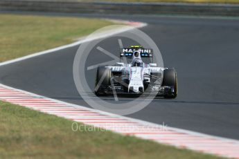 World © Octane Photographic Ltd. Williams Martini Racing FW37 – Valtteri Bottas. Friday 24th July 2015, F1 Hungarian GP Practice 2, Hungaroring, Hungary. Digital Ref: 1348LB1D8863