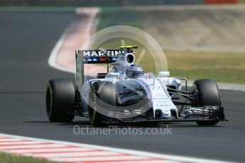 World © Octane Photographic Ltd. Williams Martini Racing FW37 – Valtteri Bottas. Friday 24th July 2015, F1 Hungarian GP Practice 2, Hungaroring, Hungary. Digital Ref: 1348LB1D8965