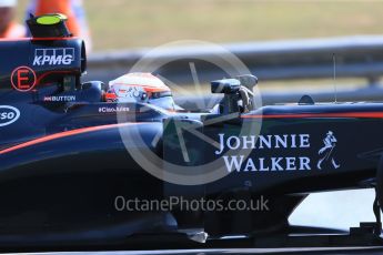 World © Octane Photographic Ltd. McLaren Honda MP4/30 - Jenson Button. Friday 24th July 2015, F1 Hungarian GP Practice 2, Hungaroring, Hungary. Digital Ref: 1348LB1D9009