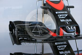 World © Octane Photographic Ltd. McLaren Honda MP4/30 nose. Saturday 25th July 2015, F1 Hungarian GP Practice 3, Hungaroring, Hungary. Digital Ref: 1352LB5D0745