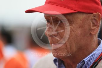 World © Octane Photographic Ltd. Mercedes AMG Petronas F1 - Niki Lauda. Sunday 26th July 2015, F1 Hungarian GP - Drivers Parade, Hungaroring, Hungary. Digital Ref: 1359LB1D2277