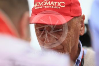World © Octane Photographic Ltd. Mercedes AMG Petronas F1 - Niki Lauda. Sunday 26th July 2015, F1 Hungarian GP - Drivers Parade, Hungaroring, Hungary. Digital Ref: 1359LB1D2286