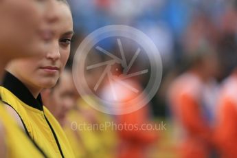 World © Octane Photographic Ltd. Grid girl. Sunday 26th July 2015, F1 Hungarian GP - Drivers Parade, Hungaroring, Hungary. Digital Ref: 1359LB1D2296