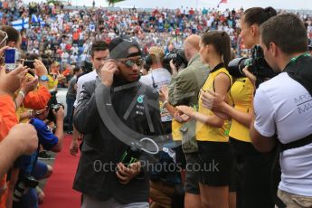 World © Octane Photographic Ltd. Mercedes AMG Petronas F1 W06 Hybrid – Lewis Hamilton. Sunday 26th July 2015, F1 Hungarian GP - Drivers Parade, Hungaroring, Hungary. Digital Ref: 1359LB5D1987