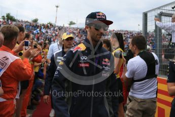 World © Octane Photographic Ltd. Infiniti Red Bull Racing RB11 – Daniel Ricciardo. Sunday 26th July 2015, F1 Hungarian GP - Drivers Parade, Hungaroring, Hungary. Digital Ref: 1359LB5D2048