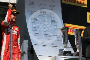 World © Octane Photographic Ltd. Scuderia Ferrari SF15-T– Sebastian Vettel. Sunday 26th July 2015, F1 Hungarian GP Race - Podium, Hungaroring, Hungary. Digital Ref: 1361LB1D2755