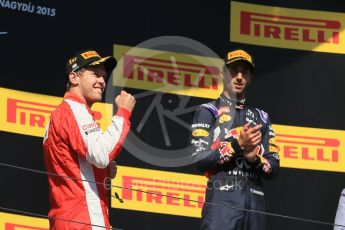 World © Octane Photographic Ltd. Scuderia Ferrari SF15-T– Sebastian Vettel. Sunday 26th July 2015, F1 Hungarian GP Race - Podium, Hungaroring, Hungary. Digital Ref: 1361LB1D2780