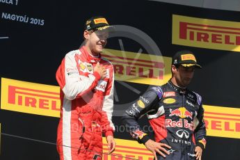 World © Octane Photographic Ltd. Scuderia Ferrari SF15-T– Sebastian Vettel. Sunday 26th July 2015, F1 Hungarian GP Race - Podium, Hungaroring, Hungary. Digital Ref: 1361LB1D2789