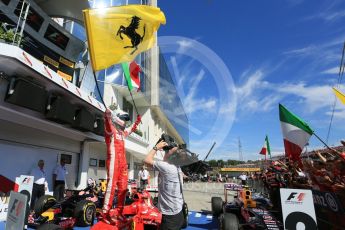 World © Octane Photographic Ltd. Scuderia Ferrari SF15-T– Sebastian Vettel. Sunday 26th July 2015, F1 Hungarian GP Race - Podium, Hungaroring, Hungary. Digital Ref: 1361LB5D2278